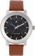 Quartz Analog Black Dial Leather Strap Watch for Guys
