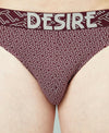 T.T. Mens Desire 100% Combed Cotton Printed Brief Top Elastic Pack Of 2 Red-Maroon