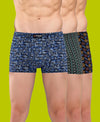 T.T. Men Desire Super Combed Cotton Printed Snug Fit Mini Trunks For Men Pack Of 3 Green-Navy-Sky Blue