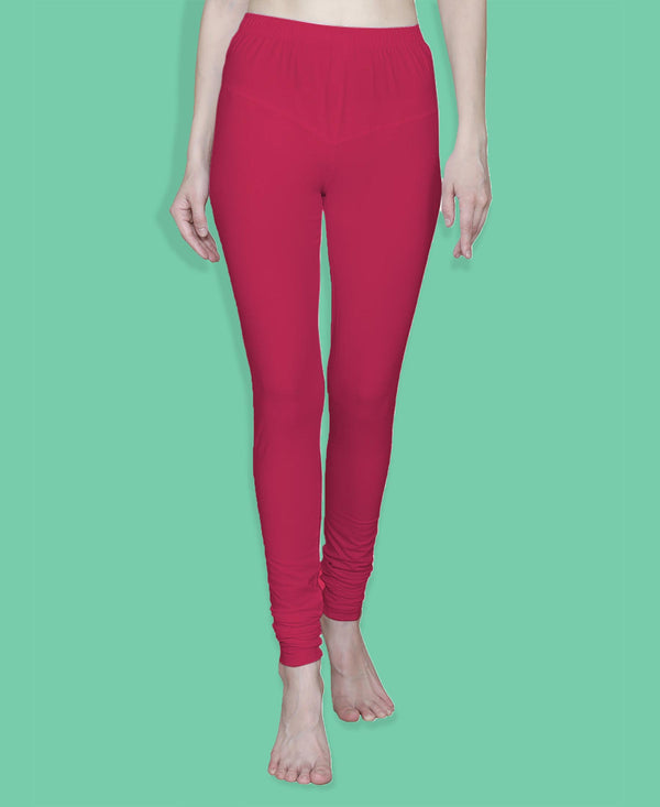 T.T. Women Solid Chudidar Cotton Lycra Cool Leggings -Poppy - Henna( Free Size)