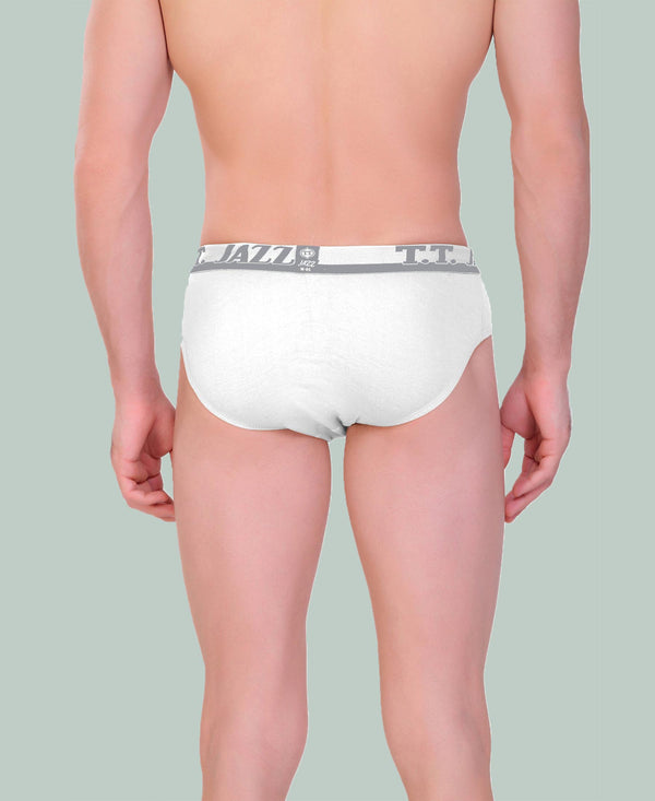 T.T. Mens Jazz Brief Top Elastic Pack Of 4 White