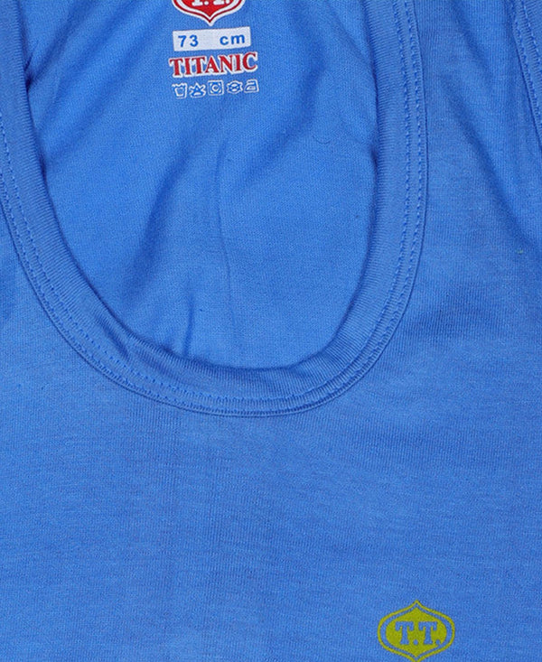 T.T. Kids Titanic Dyed Vest Pack Of 5 Navy-Sky-Teal-Maroon-Brown