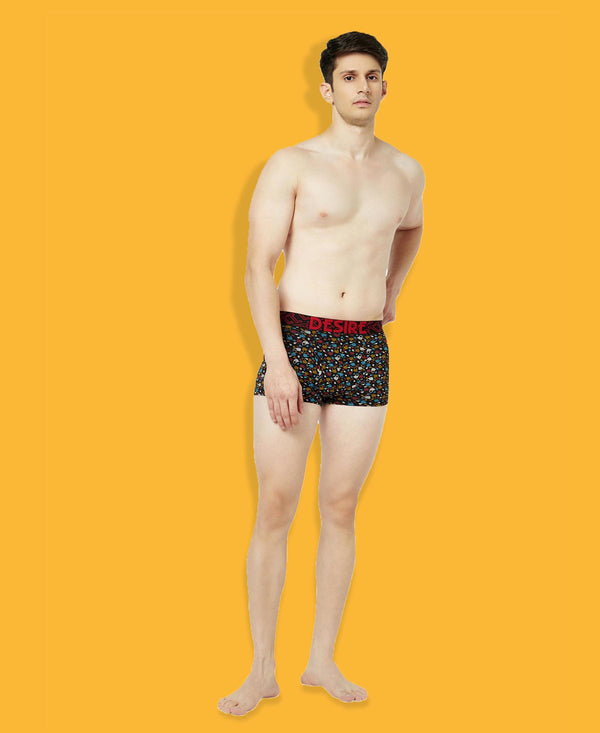 T.T. Mens Desire 100% Combed Cotton Printed Mini Top Elastic Trunk Pack Of 1 Navy