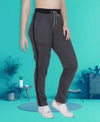 HiFlyers Women Comfort Fit Solid Cotton Trackpant Anthra Melange