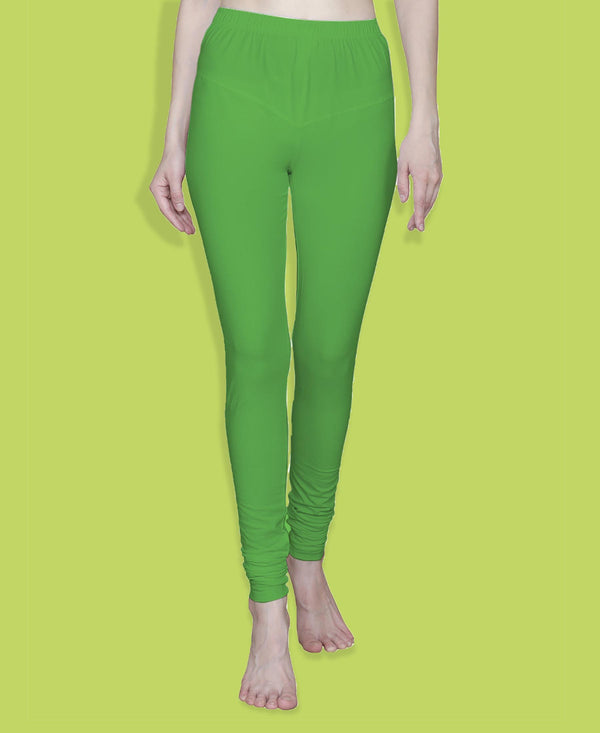 T.T. Women Solid Chudidar Cotton Lycra Cool Leggings -Flourescent Green