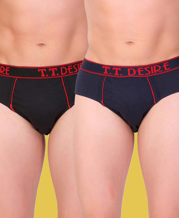 T.T. Men Desire Brief Solid Pack Of 2 Assorted Colors