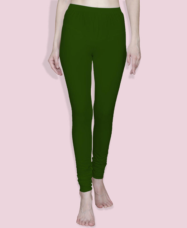 T.T. Women Solid Chudidar Cotton Lycra Cool Leggings -Poppy - Henna( Free Size)