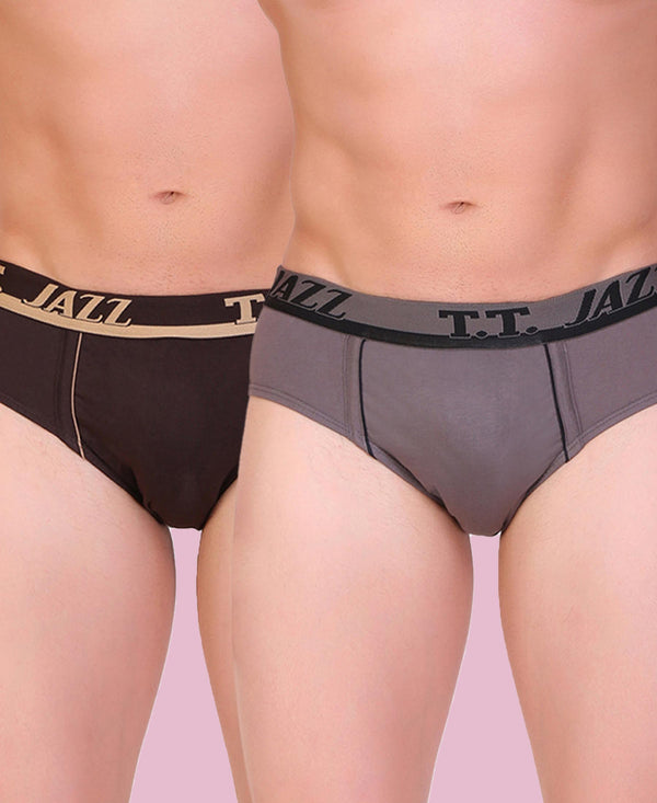 T.T. Men Jazz Brief Solid Pack Of 2 Assorted Colors