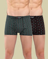 T.T. Men Desire Super Combed Cotton Printed Snug Fit Mini Trunks For Men Pack Of 2 Black-Green