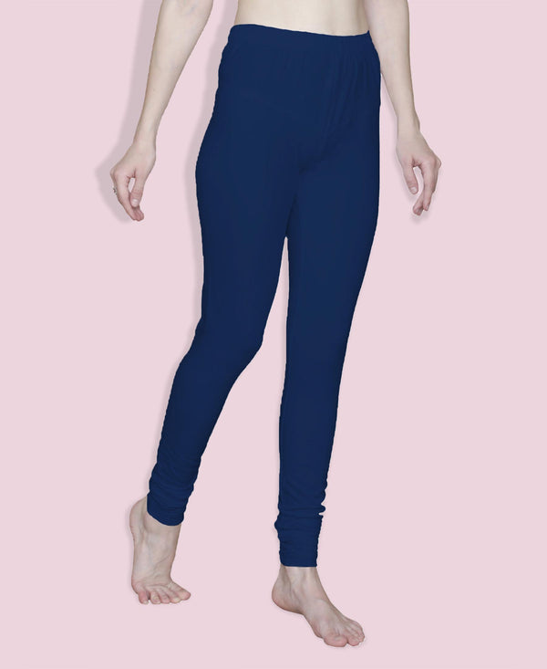 T.T. Women Solid Chudidar Cotton Lycra Cool Leggings -Navy Blue - Wine( Free Size)