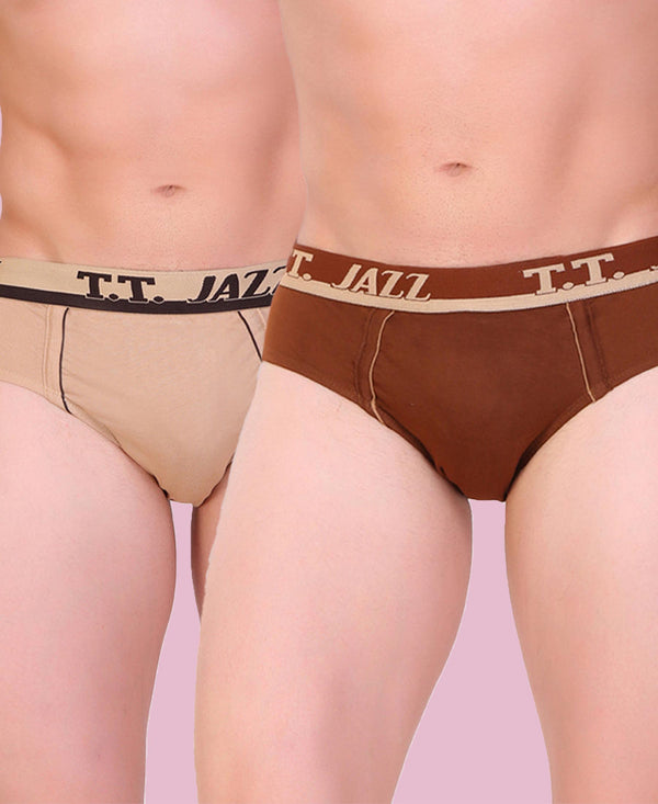 T.T. Men Jazz Brief Solid Pack Of 2 Assorted Colors