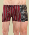T.T. Men Desire Super Combed Cotton Printed Snug Fit Long Trunks For Men Pack Of 3 Grey-D.Brown-Maroon