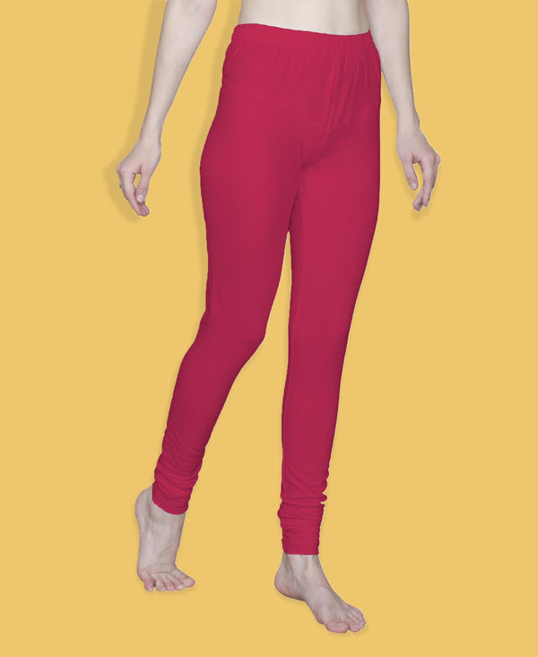 T.T. Women Solid Chudidar Cotton Lycra Cool Leggings -Poppy - Henna( Free Size)