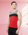 T.T. Men Designer Gym VestPack Of 2 Black-Red-Grey-Red