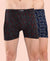 T.T. Men Desire Super Combed Cotton Printed Snug Fit Long Trunks For Men Pack Of 2 Black-Navy