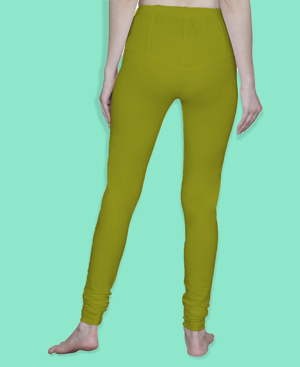 T.T. Women Solid Chudidar Cotton Lycra Cool Leggings -Olive