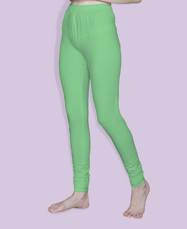 T.T. Women Solid Chudidar Cotton Lycra Cool Leggings -Pista Green