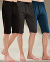 T.T. Men Regular Fit Poly Jersey Capri With Side Piping Pack Of 3-Airforce-Anthra-Black