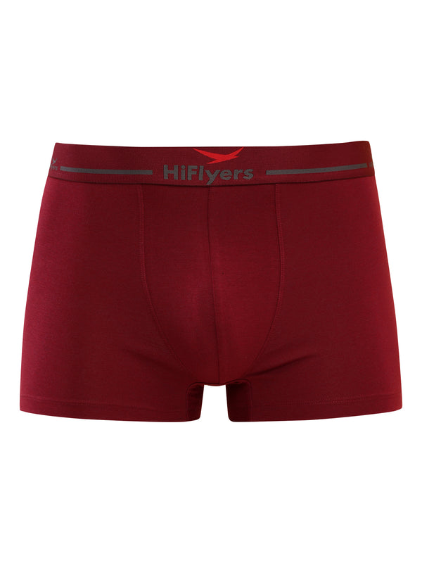 HiFlyers Men'S Cotton Spandex Odour-Free, Long Lasting Comfort, All Day Fresh And Confidence Dark Knight Collection Solid Trunks Pack Of 3 Maroon