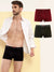 HiFlyers Men'S Cotton Spandex Odour-Free, Long Lasting Comfort, All Day Fresh And Confidence Dark Knight Collection Solid Trunks Pack Of 3 Black-Maroon-Olive