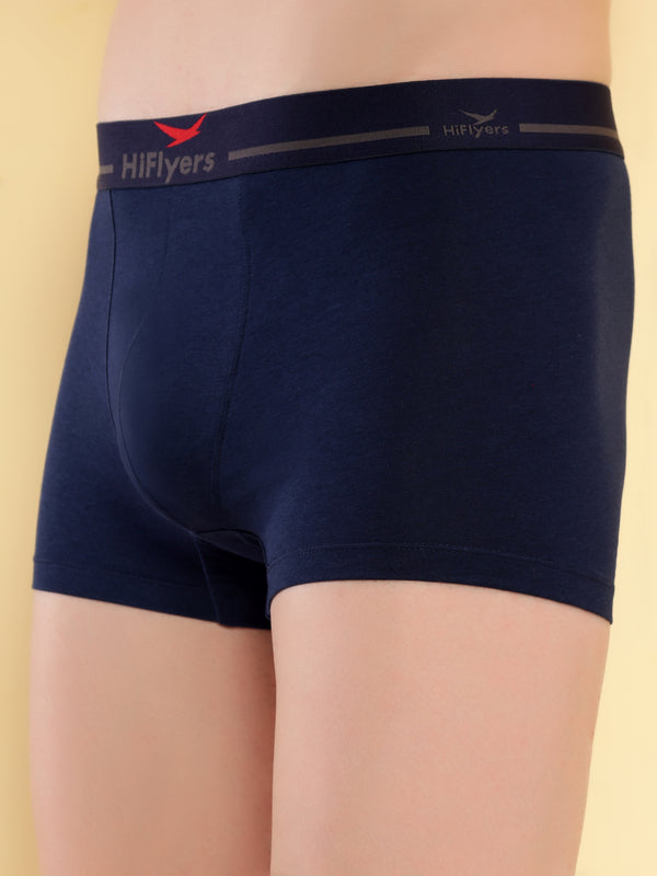 HiFlyers Men'S Cotton Spandex Odour-Free, Long Lasting Comfort, All Day Fresh And Confidence Dark Knight Collection Solid Trunks Pack Of 3 Black-Maroon-Navy