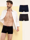 HiFlyers Men'S Cotton Spandex Odour-Free, Long Lasting Comfort, All Day Fresh And Confidence Dark Knight Collection Solid Trunks Pack Of 3 Black-Grey-Navy