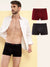 HiFlyers Men'S Cotton Spandex Odour-Free, Long Lasting Comfort, All Day Fresh And Confidence Dark Knight Collection Solid Trunks Pack Of 3 Black-Grey-Maroon