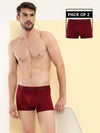 HiFlyers Men'S Cotton Spandex Odour-Free, Long Lasting Comfort, All Day Fresh And Confidence Dark Knight Collection Solid Trunks Pack Of 2 Maroon