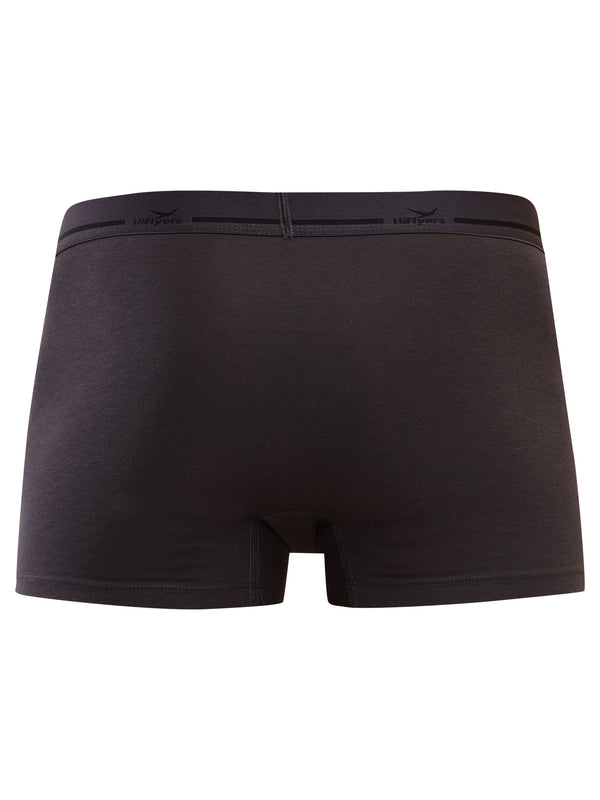 HiFlyers Men'S Cotton Spandex Odour-Free, Long Lasting Comfort, All Day Fresh And Confidence Dark Knight Collection Solid Trunks Pack Of 1 Grey