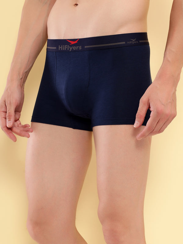 HiFlyers Men'S Cotton Spandex Odour-Free, Long Lasting Comfort, All Day Fresh And Confidence Dark Knight Collection Solid Trunks Pack Of 1 Navy
