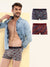HiFlyers Men'S Odour-Free, Long Lasting Comfort, All Day Fresh And Confidence Cosmic, Kaleidoscope Collection Printed Cotton Spandex Trunk Pack Of 3 Grey-Maroon-Navy
