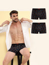 HiFlyers Men'S Odour-Free, Long Lasting Comfort, All Day Fresh And Confidence Cosmic Kaleidoscope Collection Printed Cotton Spandex Trunk Pack Of 3 Black