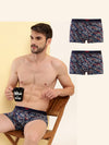 HiFlyers Men'S Odour-Free, Long Lasting Comfort, All Day Fresh And Confidence Cosmic, Kaleidoscope Collection Printed Cotton Spandex Trunk Pack Of 3 Navy