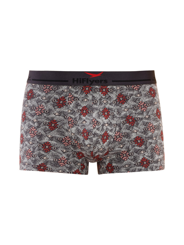 HiFlyers Men'S Odour-Free, Long Lasting Comfort, All Day Fresh And Confidence Cosmic, Kaleidoscope Collection Printed Cotton Spandex Trunk Pack Of 1 Grey