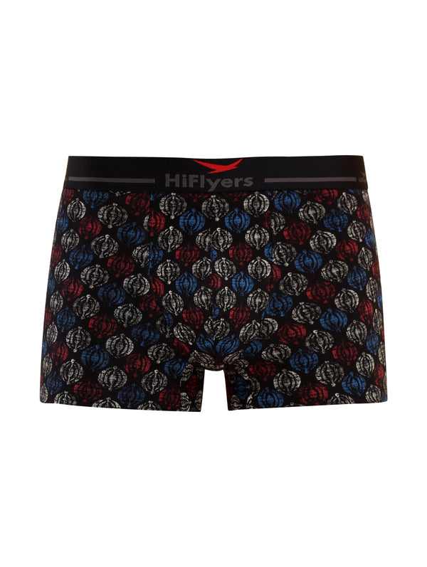 HiFlyers Men'S Odour-Free, Long Lasting Comfort, All Day Fresh And Confidence Cosmic, Kaleidoscope Collection Printed Cotton Spandex Trunk Pack Of 1 Black