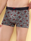HiFlyers Men'S Odour-Free, Long Lasting Comfort, All Day Fresh And Confidence Cosmic, Kaleidoscope Collection Printed Cotton Spandex Trunk Pack Of 3 Grey