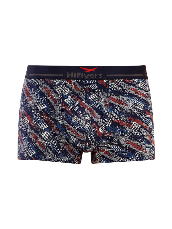 HiFlyers Men'S Odour-Free, Long Lasting Comfort, All Day Fresh And Confidence Cosmic, Kaleidoscope Collection Printed Cotton Spandex Trunk Pack Of 1 Navy