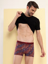 HiFlyers Men'S Odour-Free, Long Lasting Comfort, All Day Fresh And Confidence Cosmic, Kaleidoscope Collection Printed Cotton Spandex Trunk Pack Of 2 Black-Maroon