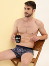 HiFlyers Men'S Odour-Free, Long Lasting Comfort, All Day Fresh And Confidence Cosmic, Kaleidoscope Collection Printed Cotton Spandex Trunk Pack Of 2 Grey-Navy