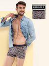 HiFlyers Men'S Odour-Free, Long Lasting Comfort, All Day Fresh And Confidence Cosmic, Kaleidoscope Collection Printed Cotton Spandex Trunk Pack Of 2 Grey