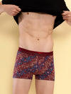 HiFlyers Men'S Odour-Free, Long Lasting Comfort, All Day Fresh And Confidence Cosmic, Kaleidoscope Collection Printed Cotton Spandex Trunk Pack Of 2 Maroon