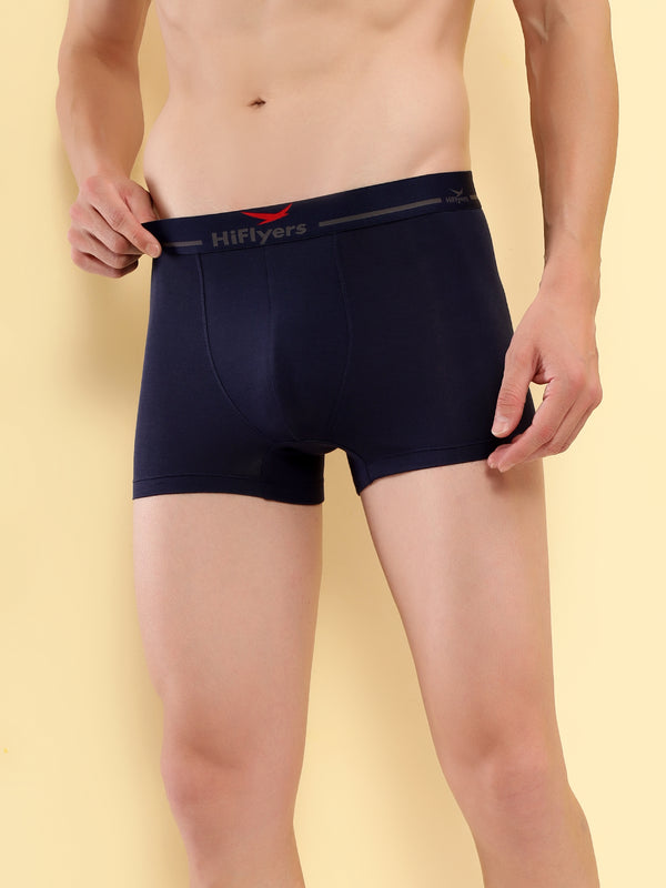 HiFlyers Men'S Silky Soft Odour Free Fabric For Luxurious All-Day Wear Dark Knight Collection Solid Micro Modal Trunk Pack Of 3 Navy