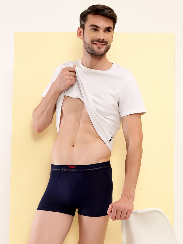 HiFlyers Men'S Silky Soft Odour Free Fabric For Luxurious All-Day Wear Dark Knight Collection Solid Micro Modal Trunk Pack Of 3 Grey-Navy-Olive