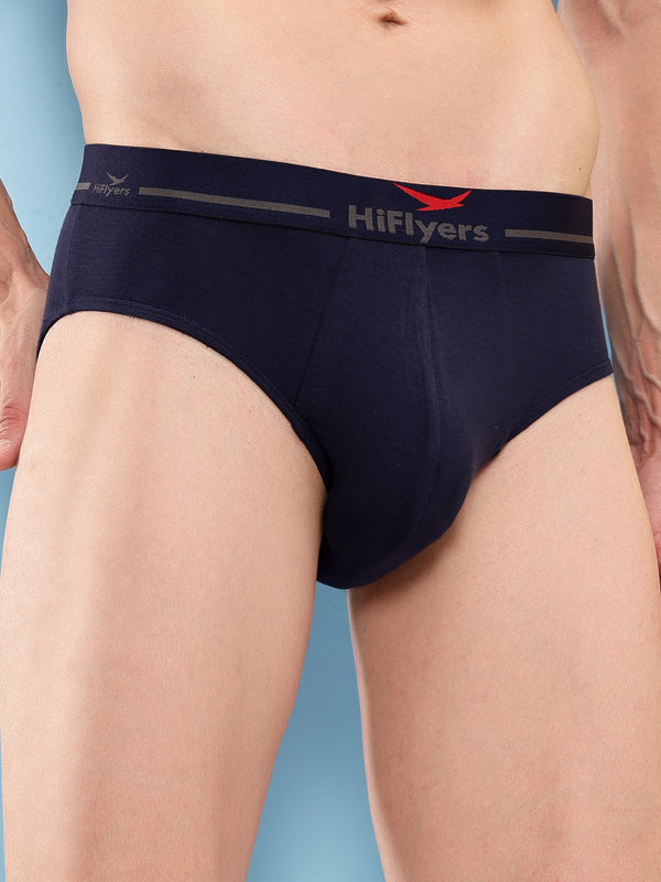 HiFlyers Men'S Silky Soft Odour Free Fabric For Luxurious All-Day Wear Dark Knight Collection Solid Micro Modal Brief Pack Of 3 Black-Maroon-Navy