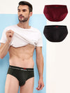 HiFlyers Men'S Silky Soft Odour Free Fabric For Luxurious All-Day Wear Dark Knight Collection Solid Micro Modal Brief Pack Of 3 Black-Maroon-Olive