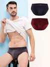 HiFlyers Men'S Silky Soft Odour Free Fabric For Luxurious All-Day Wear Dark Knight Collection Solid Micro Modal Brief Pack Of 3 Grey-Maroon-Navy