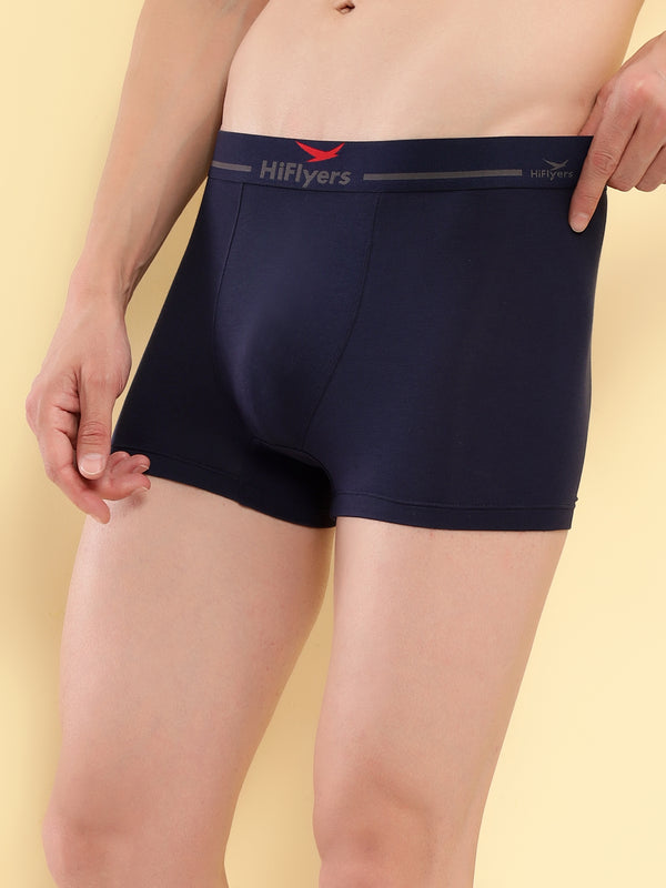 HiFlyers Men'S Silky Soft Odour Free Fabric For Luxurious All-Day Wear Dark Knight Collection Solid Micro Modal Trunk Pack Of 2 Navy