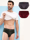 HiFlyers Men'S Silky Soft Odour Free Fabric For Luxurious All-Day Wear Dark Knight Collection Solid Micro Modal Brief Pack Of 3 Grey-Maroon-Olive