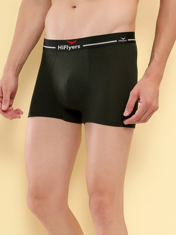 HiFlyers Men'S Silky Soft Odour Free Fabric For Luxurious All-Day Wear Dark Knight Collection Solid Micro Modal Trunk Pack Of 1 Olive