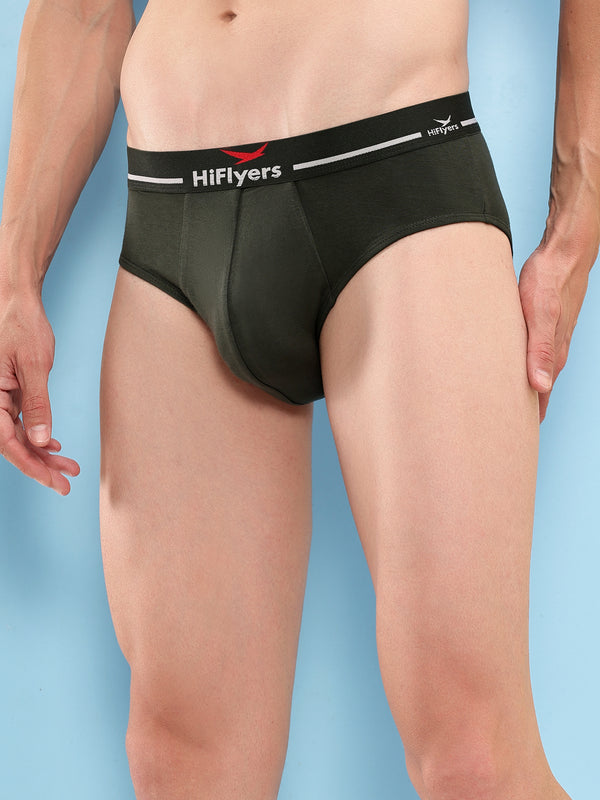 HiFlyers Men'S Silky Soft Odour Free Fabric For Luxurious All-Day Wear Dark Knight Collection Solid Micro Modal Brief Pack Of 2 Navy-Olive